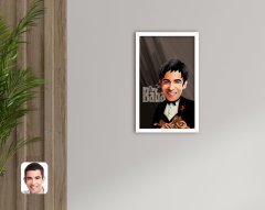 Kişiye Özel Godfather Baba Karikatürlü Dekoratif Ahşap Beyaz Çerçeveli Tablo-5