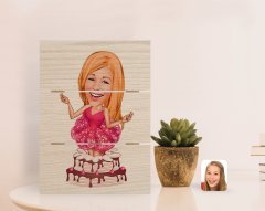 Kişiye Özel Kadın Doğum Günü Karikatürlü Otantik Masaüstü Ahşap Palet Çerçeve-1