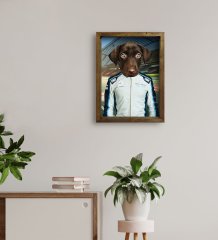 Evcil Dostlara Özel Pilot Tasarımlı Portre Doğal Masif Ahşap Çerçeveli Tablo 45x65cm-7