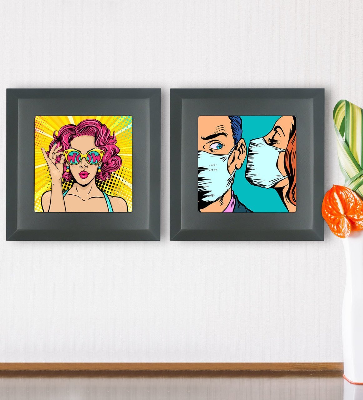 BK Gift Popart Tasarımlı 2’li Ahşap Çerçeveli Taş Duvar Dekoru-6