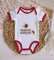 BK Kids Trakya Kızçesi Tasarımlı Kırmızı Bebek Body Zıbın-2