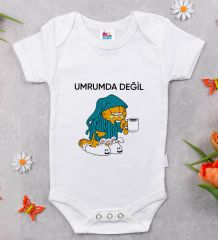 BK Kids Umrumda Değil Tasarımlı Beyaz Bebek Body Zıbın-1