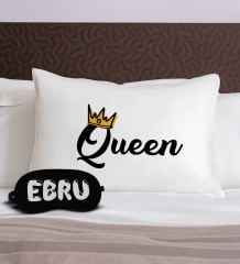 BK Gift Kişiye Özel Eğlenceli Tasarrımlı Pamuklu Yastık Kılıfı ve Göz Bandı Uyku Seti-3, Tasarım Ev Tekstili, Uyku Bandı, Ev Hediyesi