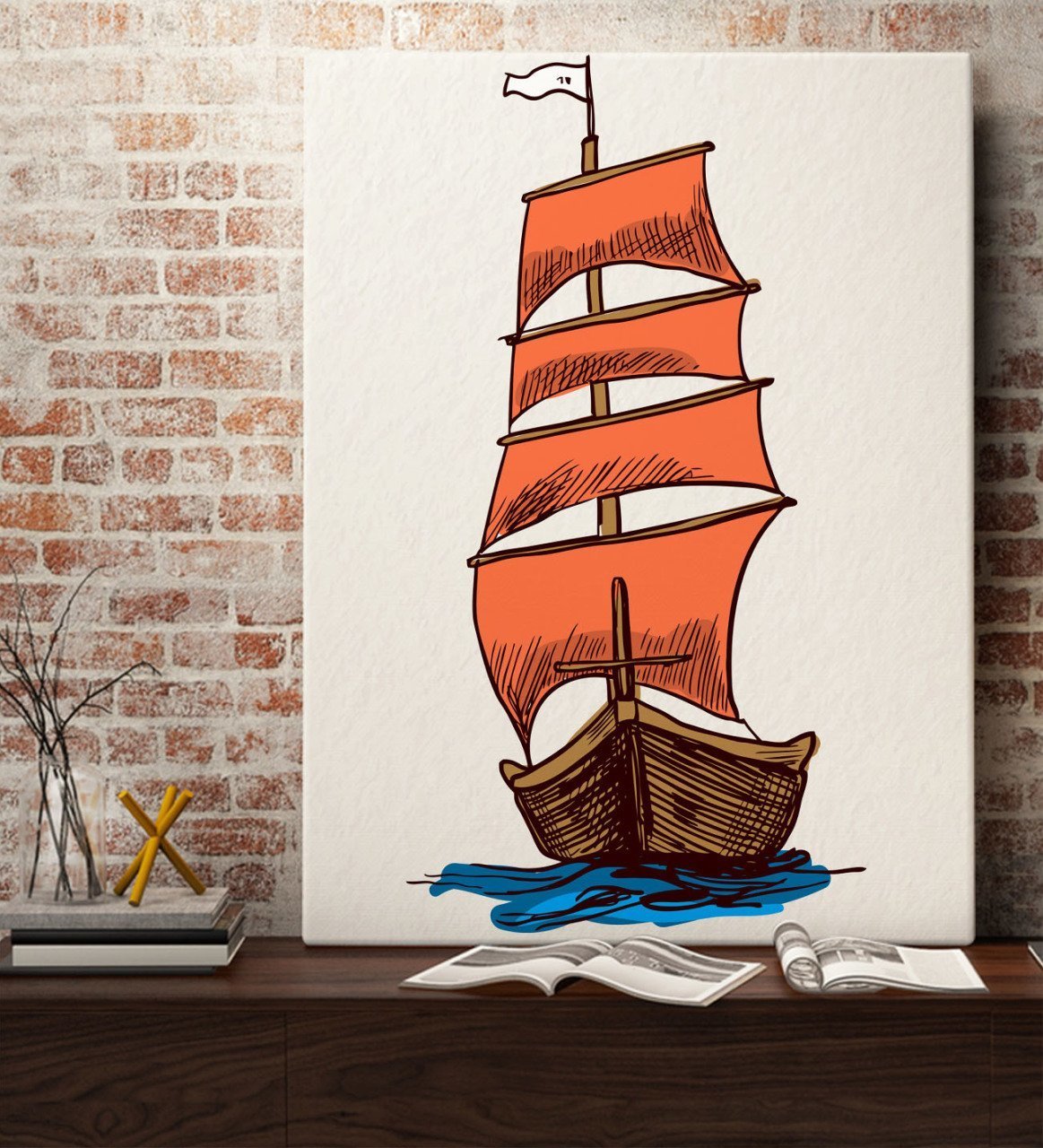 BK Gift Gemi Tasarımlı Kanvas Tablo 70x100cm-3