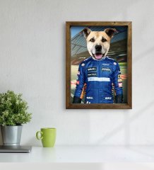 Evcil Dostlara Özel Pilot Tasarımlı Portre Doğal Masif Ahşap Çerçeveli Tablo 45x65cm-6