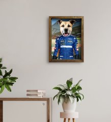 Evcil Dostlara Özel Pilot Tasarımlı Portre Doğal Masif Ahşap Çerçeveli Tablo 45x65cm-6