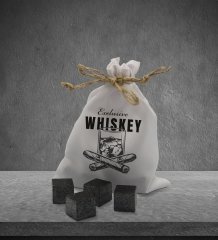 BK Gift Exclusive Whiskey Tasarımlı Özel Kesesinde 12’li Doğal Granit Viski Soğutma Taşı Seti - Model 1