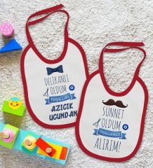 BK Kids Sünnet Tasarımlı 2’li Kırmızı Mama Önlüğü-3