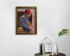 BK Home Sultan II Abdülhamid Han Tasarımlı Doğal Masif Ahşap Çerçeveli Tablo 45x65cm-4