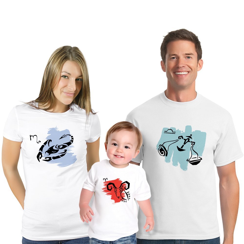 Kişiye Özel 3'lü Takım Anne Baba Bebek Beyaz Tişört