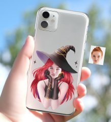 Kişiye Özel Bayan Cadı Karikatürlü iPhone 11 İnce Şeffaf Silikon Telefon Kapağı-2