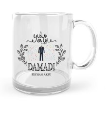 Kişiye Özel Yılın En İyi Damadı Cam Kupa Bardak