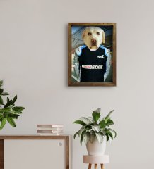 Evcil Dostlara Özel Pilot Tasarımlı Portre Doğal Masif Ahşap Çerçeveli Tablo 45x65cm-5