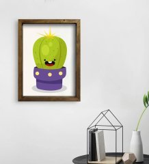 BK Gift Kaktüs Tasarımlı Doğal Masif Ahşap Çerçeveli Tablo 30x40cm-17