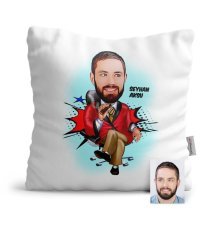 Kişiye Özel Patron Karikatür Saten Yastık - 2