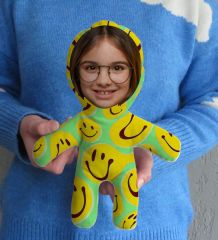 BK Gift Kişiye Özel Fotoğraflı Gülücük Tasarımlı Bebek Yastık, Arkadaşa Hediye-1
