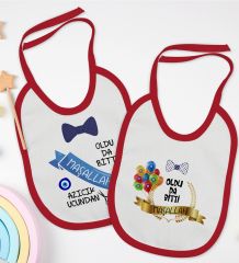 BK Kids Sünnet Tasarımlı 2’li Kırmızı Mama Önlüğü-2