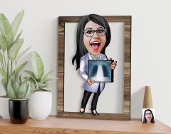 BK Gift Kişiye Özel Kadın Radyolojist Karikatürlü 3D Ahşap Tablo, Sevgiliye Hediye, Arkadaşa Hediye, Yıl Dönümü Hediyesi, Doğum Günü Hediyesi-1