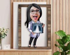 BK Gift Kişiye Özel Kadın Radyolojist Karikatürlü 3D Ahşap Tablo, Sevgiliye Hediye, Arkadaşa Hediye, Yıl Dönümü Hediyesi, Doğum Günü Hediyesi-1