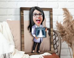 BK Gift Kişiye Özel Kadın Radyolojist Karikatürlü 3D Ahşap Tablo, Sevgiliye Hediye, Arkadaşa Hediye, Yıl Dönümü Hediyesi, Doğum Günü Hediyesi-1