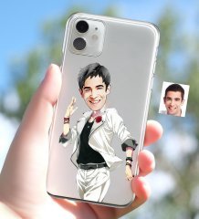 Kişiye Özel Erkek Karikatürlü iPhone 11 İnce Şeffaf Silikon Telefon Kapağı-34