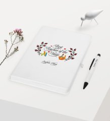 Kişiye Özel Yılın En İyi Öğretmeni Temalı Beyaz Defter Kalem Hediye Seti - 1
