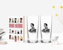 Kişiye Özel Renkli Baskılı Çünkü Sen Çölüme Yağmur Oldun Tasarımlı İkili Rakı Bardağı ve Rakı Cep Kitabı Hediye Seti-5