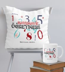 Kişiye Özel Matematik Öğretmeni Temalı Yastık Kupa Seti - 4
