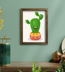 BK Gift Kaktüs Tasarımlı Doğal Masif Ahşap Çerçeveli Tablo 30x40cm-16