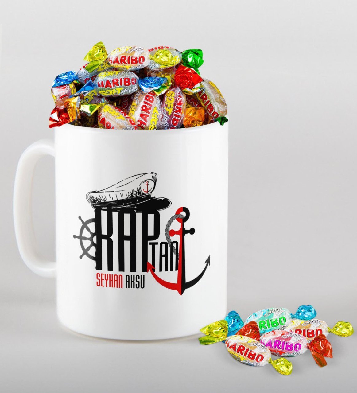 Kişiye Özel Kaptan Kupa ve Haribo Şeker Hediye Seti-2
