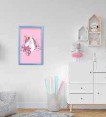 BK Home Unicorn Tasarımlı Dekoratif Mavi Ahşap Çerçeveli Çocuk Odası Tablo-3