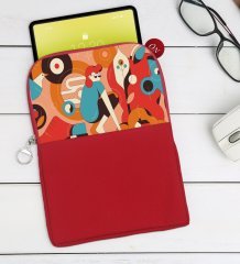 BK Gift Modern Soyut Tasarımlı Taşınabilir Koruyucu Tablet Kılıfı & Organizer Çanta - Kırmızı-6