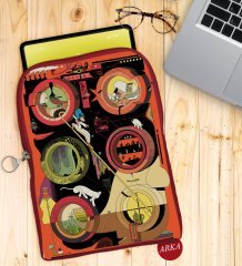 BK Gift Modern Soyut Tasarımlı Taşınabilir Koruyucu Tablet Kılıfı & Organizer Çanta - Kırmızı-6