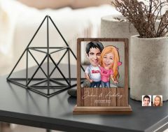 BK Gift Kişiye Özel Sevgililer Karikatürlü Ahşap Standlı Biblo, Sevgililer Günü Hediyesi, Doğum Günü Hediyesi, Yıl Dönümü Hediyesi-5
