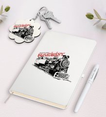 Kişiye Özel Makinist Beyaz Defter Kalem Ve Anahtarlık Hediye Seti