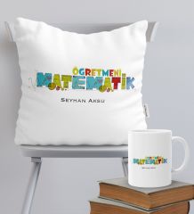 Kişiye Özel Matematik Öğretmeni Temalı Yastık Kupa Seti - 2