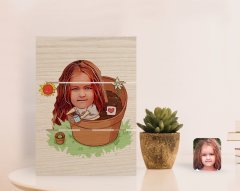 Kişiye Özel Kız Çocuk Karikatürlü Otantik Masaüstü Ahşap Palet Çerçeve-10