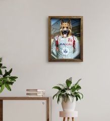 Evcil Dostlara Özel Pilot Tasarımlı Portre Doğal Masif Ahşap Çerçeveli Tablo 45x65cm-3