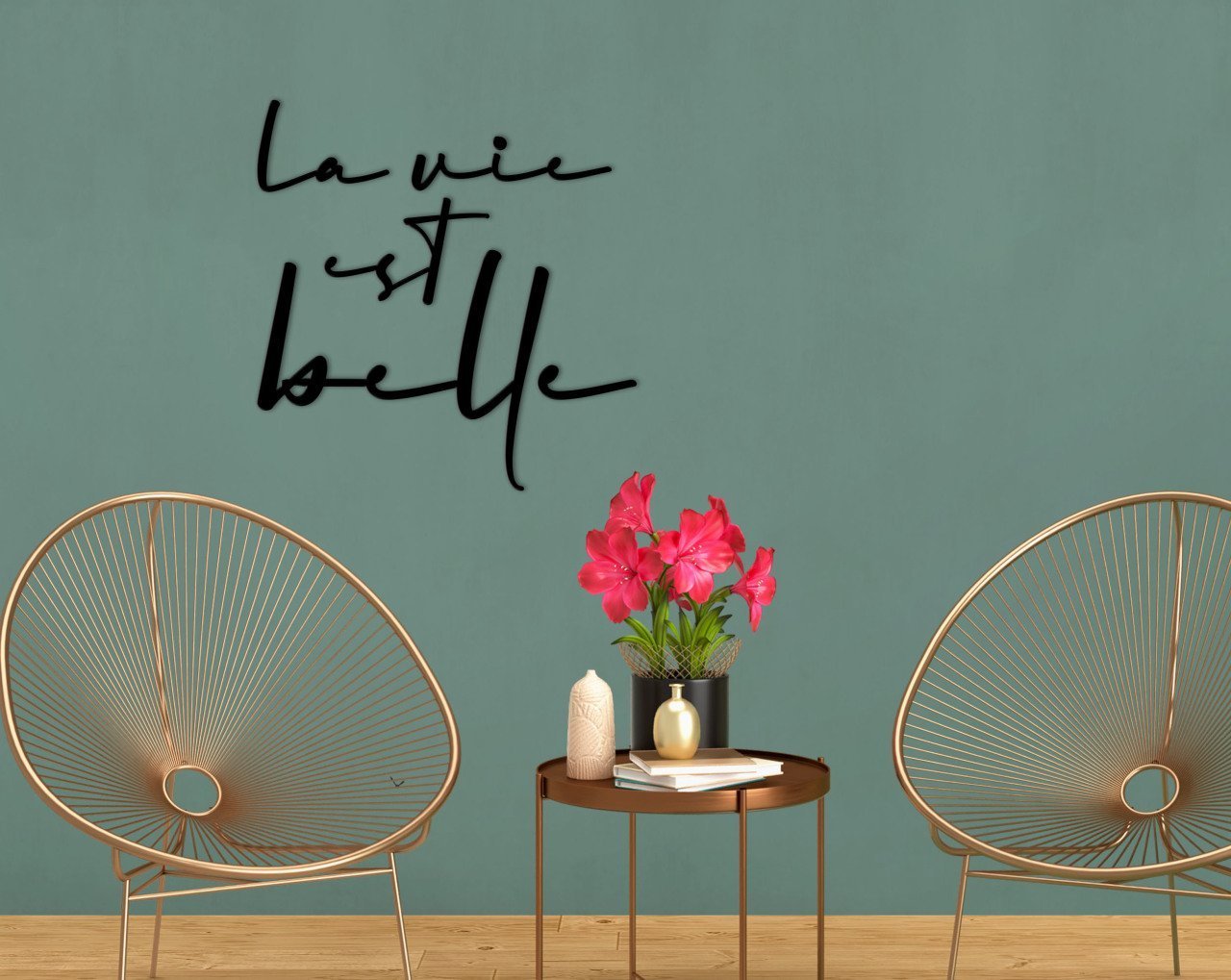 BK Home La Vie Est Belle Ahşap Duvar Yazısı