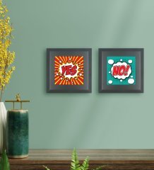 BK Gift Popart Tasarımlı 2’li Ahşap Çerçeveli Taş Duvar Dekoru-2