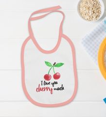 BK Kids Cherry Much Tasarımlı Pembe Bebek Body Zıbın ve Mama Önlüğü Hediye Seti-1