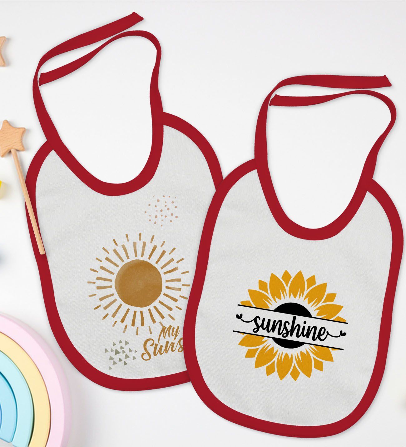 BK Kids Sunshine Tasarımlı 2’li Kırmızı Mama Önlüğü-1