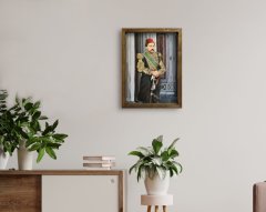 BK Home Sultan II Abdülhamid Han Tasarımlı Doğal Masif Ahşap Çerçeveli Tablo 45x65cm-1