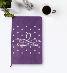 Kişiye Özel İsimli Mor Termo Deri Defter Model 4