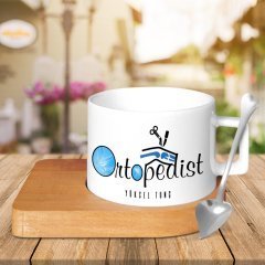 Kişiye Özel Mesleki Ortopedist Ahşap Altlıklı Seramik Fincan - 2