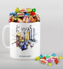 Kişiye Özel İç Mimar Kupa ve Haribo Şeker Hediye Seti-4