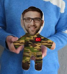 BK Gift Kişiye Özel Fotoğraflı Asker Tasarımlı Bebek Yastık, Arkadaşa Hediye-1