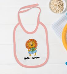 BK Kids Hello Summer Tasarımlı Pembe Bebek Body Zıbın ve Mama Önlüğü Hediye Seti-1