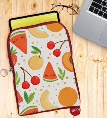 BK Gift Meyveler Tasarımlı Taşınabilir Koruyucu Tablet Kılıfı & Organizer Çanta - Kırmızı-1