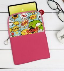 BK Gift Pop Art Tasarımlı Taşınabilir Koruyucu Tablet Kılıfı & Organizer Çanta - Pembe-3